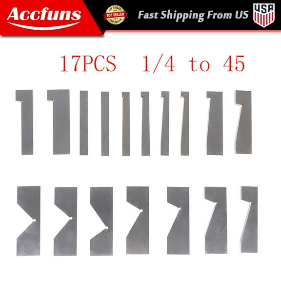 17 PCS Hardened Steel Precision Angle Block 1/4 to 45 Degree Set With Case