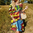 thumbnail image 3 of Colorful Comic Book Panels Women's Fall Dresses Casual Loose Flowy Swing Shift Dress, 3 of 9