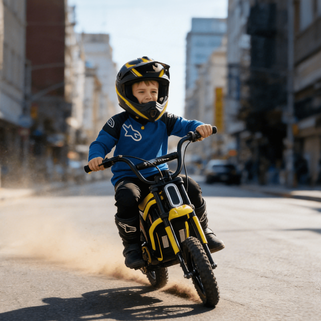 Kids Electric Dirt Bike with LED Safety Lights, 15 MPH Max, 3-Speed Parent Control, 24V Motorcycle, Durable 250W Gear-Safe Motor, Yellow