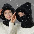 thumbnail image 3 of CNKOO Warm Wool-Lined Winter Hat Windproof  Ear Protection  Hooded Neck Cover for Cold Weather Cycling, 3 of 5