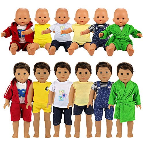 BARWA Boy Doll Clothes 6 Sets Boy Doll Clothes Daily Casual Clothes Outfits Compatible For 14 To 16 Inch Baby Doll And 18 Inch Boy Dolls