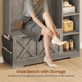 thumbnail image 5 of Farmhouse Hall Tree with 10 Coat Hooks, Bench and Shoe Storage, Entryway Bench with Flip Drawers, 7 Shelves and Led Lights for Entryway, Hallway, 5 of 7