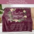 thumbnail image 2 of Mom Blanket for Birthday from Daughter and Son, Super Soft, Warm and Comfy Blanket for Mother, I Love You Mom Blanket Flower Women Throw Blanket 60" x 50", Burgundy, 2 of 6