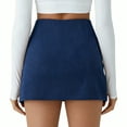 thumbnail image 4 of KDDYLITQ Corduroy Skirt Women a Line Split Hem Skort Corduroy Side Slit Work Short Skirts Casual Trendy Shorts Dark Blue M, 4 of 4