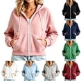 thumbnail image 5 of Turilly Women's Casual Full Zip Hoodie Drawstring Collared Long Sleeve Sweatshirt, Relaxed Fit Solid Color Loose Top with Pockets, 5 of 5
