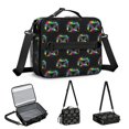 thumbnail image 5 of Game Controller Black Pattern Insulated Lunch Bag with Shoulder Strap and Bottle Holder,Bento School Lunch Bag Box,11x9.5x3.5 Inches, 5 of 5