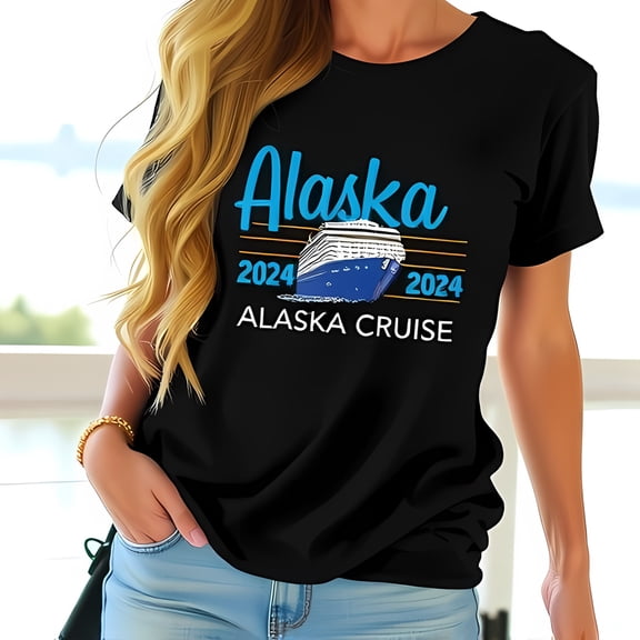 Stylish Alaska Cruise T-Shirt for Women - Bold Design with Cruise Ship & 2024 Year - Perfect for Adventure Lovers