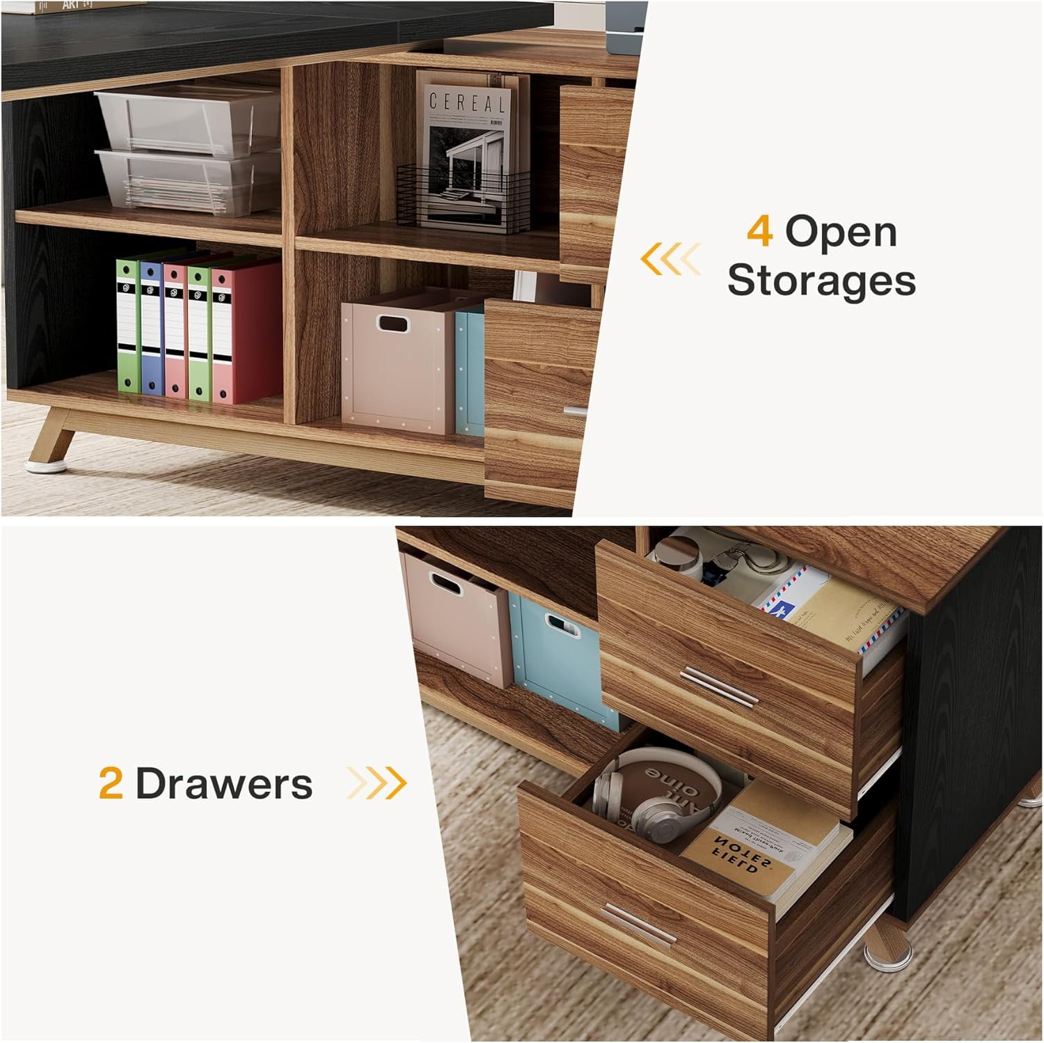 Tribesigns 71-Inch Executive Desk, L-Shaped Desk with 55-Inch Cabinet