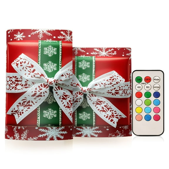 BZSMCE Flameless Candles LED Lights White Snowflake Ribbon Bow Creativity Battery Candles