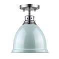 thumbnail image 2 of Duncan Flush Mount in Chrome with a Seafoam Shade, 2 of 2