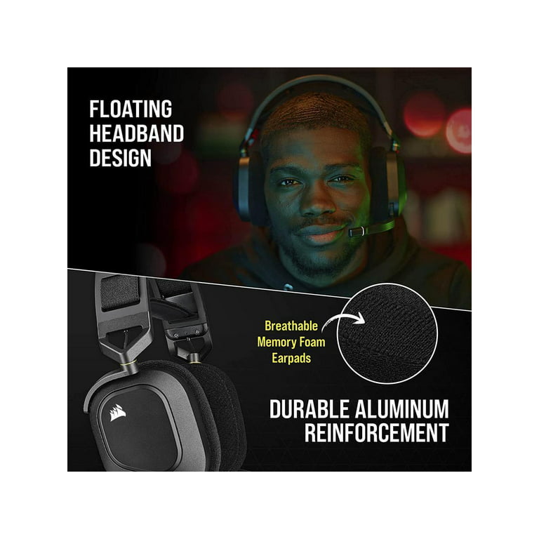 Microphone, Compatibility) Battery Headset to Black Corsair with Hours Up Gaming Life, (Low-Latency, Omni-Directional Dolby HS80 20 PS5/PS4 Wireless Atmos 60ft Range, RGB WIRELESS Premium Audio