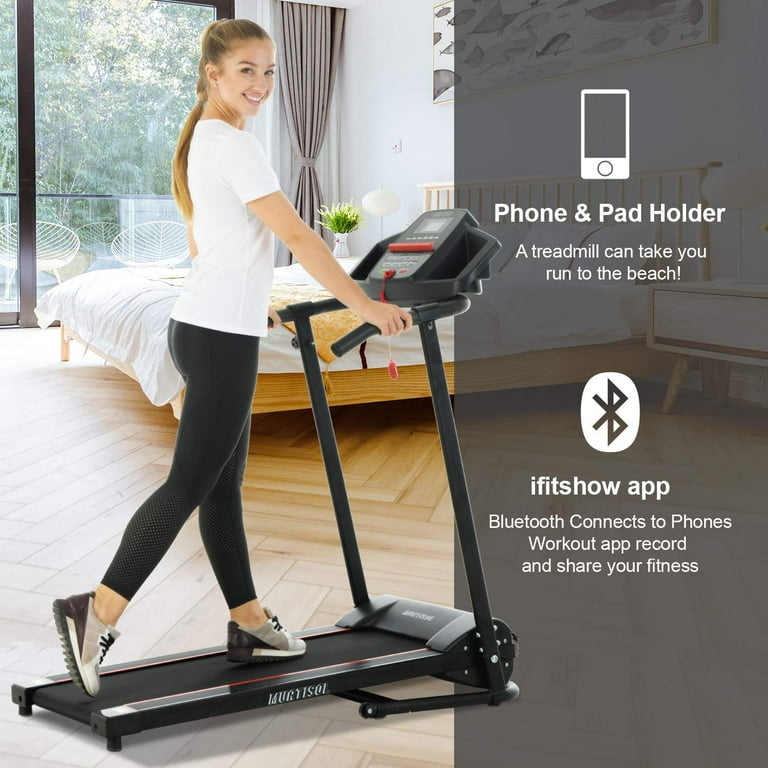 Murtisol Smart Digital Electric Folding Treadmill W Bluetooth MT 1600 Running Workout Machine for Home