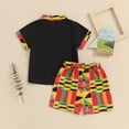 thumbnail image 4 of Okbabeha Toddler Baby Boy African Outfits Clothes Kente Dashiki Ankara Button Down Shirt+Shorts Summer Clothing, 4 of 7