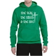 thumbnail image 2 of Wild Bobby The Way, The Truth & The Life Inspirational/Christian Unisex Graphic Hoodie Sweatshirt, Kelly, X-Large, 2 of 5