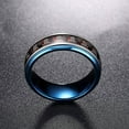 thumbnail image 3 of 8mm Black Red Tungsten Rings for Men Blue Wedding Band with Carbon Fiber Inlay Beveled Edges, 3 of 6