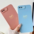thumbnail image 4 of Compatible with iPhone 7 Plus Case, iPhone 8 Plus Case Luxury Gold Heart Pattern Soft Liquid Silicone Shockproof Case for Women Girls Side Cute Plated Heart Pattern Slim Case (Wine Red), 4 of 4