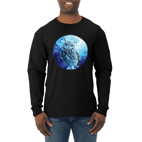 Cute Nocturnal Snow Owl Winter Animal Lover Mens Long Sleeve Shirt