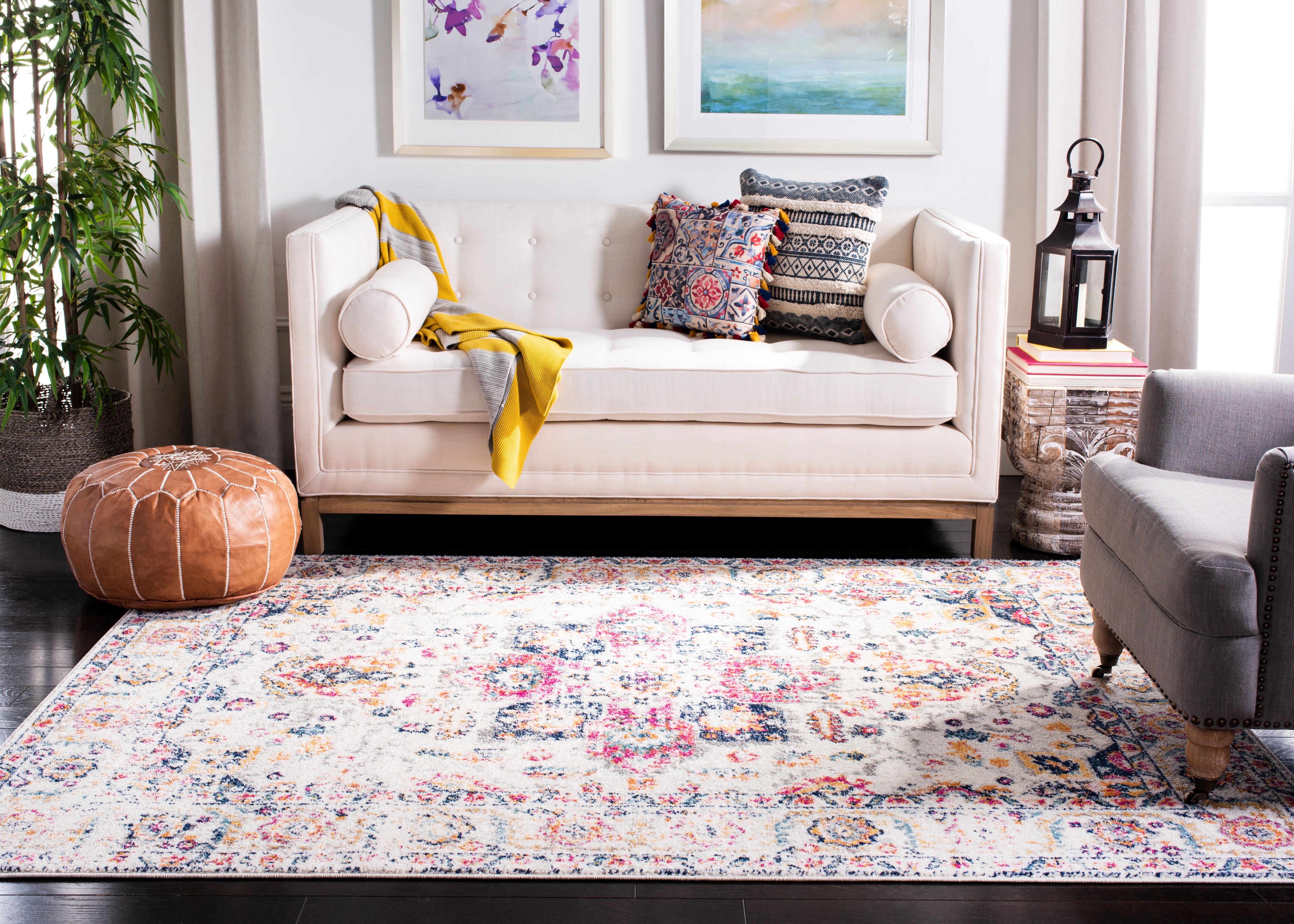 SAFAVIEH Madison Katina Traditional Area Rug, Fuchsia/Ivory, 11' x 15' - X-Large - Traditional Design, Fuchsia & Ivory, Non-Shedding & Easy Cleaning, Ideal for Living Room, Bedroom, Dining Space