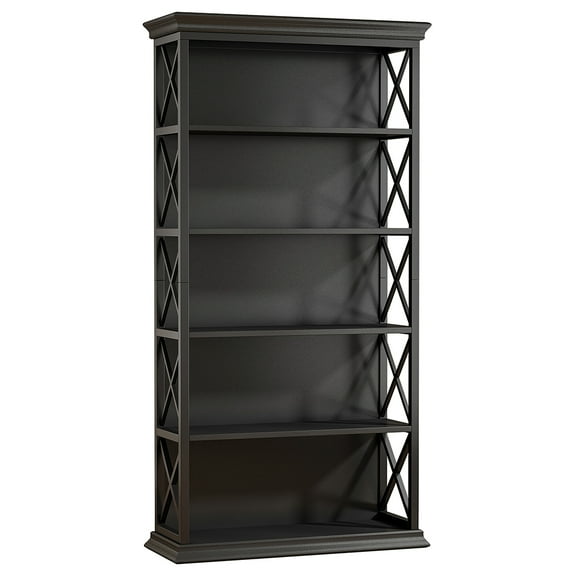 Spaco 6-Tier Bookshelf, 70.87" Etagere Metal and Wood Bookcase for Indoor as Home Office, Black