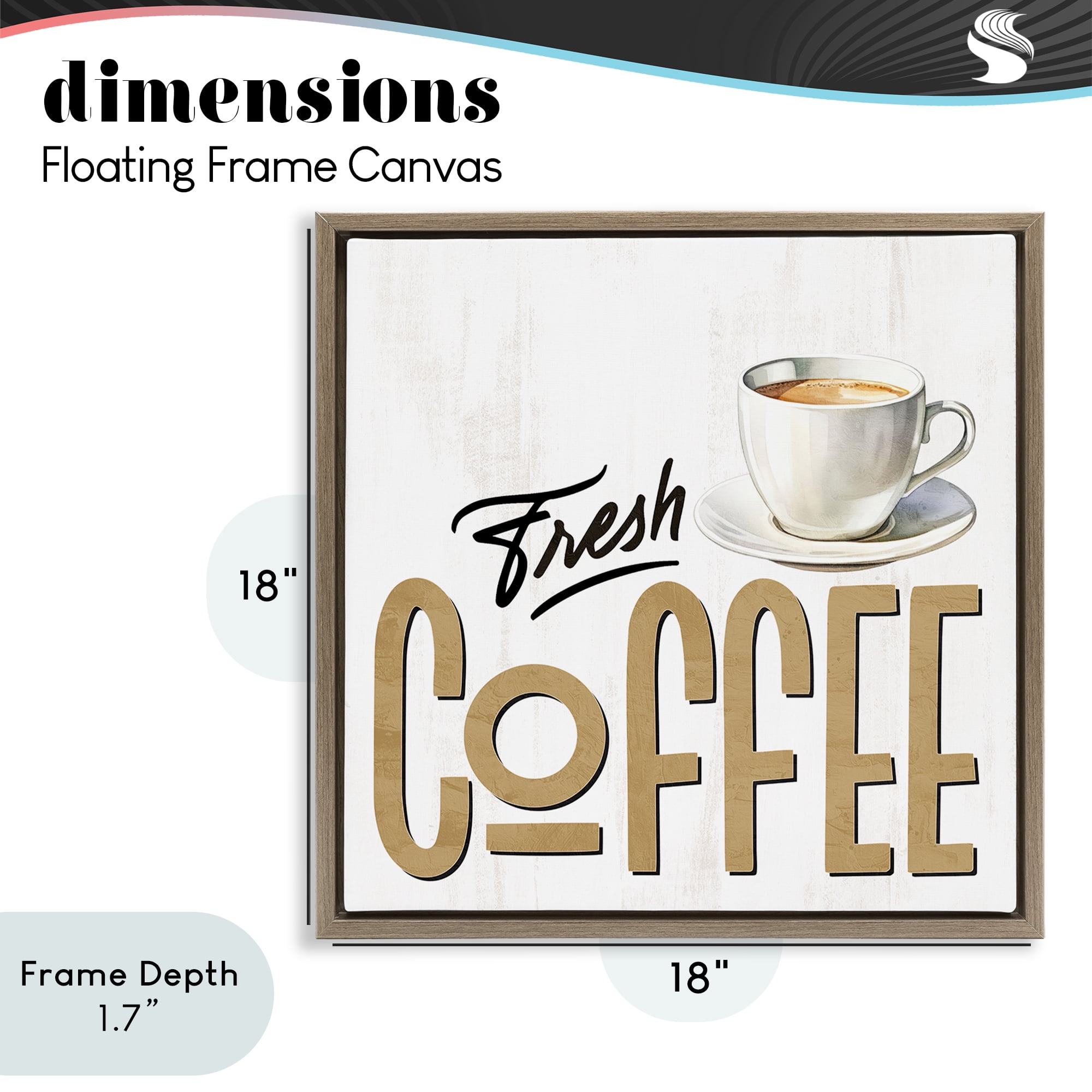 Stupell Industries Fresh Hot Coffee Brown Framed Floater Canvas Wall Art, design by Kim Allen