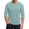 thumbnail image 2 of Mens 3/4 Sleeve Henley Shirts 3-Button Moisture Wicking Tee Solid Color Soft Basic Casual Tshirt, 2 of 7