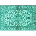 thumbnail image 1 of Ahgly Company Indoor Rectangle Medallion Turquoise Blue Traditional Area Rugs, 2' x 4', 1 of 4