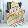 thumbnail image 4 of Colorful Soft Flannel Fleece Blanket, Horizontal Stripes Hand Drawn Abstract Arrangement with Grunge Style Line Design, Cozy Plush for Indoor and Outdoor Use, 70" x 90", Multicolor, by Ambesonne, 4 of 5