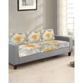 thumbnail image 2 of Yellow White Floral Sofa Couch Cushion Covers Washable, Removable Stretchable Sectional Couch Covers, Spring Botanical Watercolor Flowers Slipcovers for L & T Shape Sofa Protector M Size 1 pc, 2 of 7