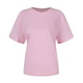 thumbnail image 4 of AXXD Pink Basic Blouses for Women Dressy Casual Sexy Summer 2024 Short Sleeves Comfortable Casual Tops Pullover Blouse T-shirt, 4 of 8