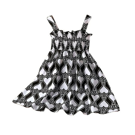

XIEULQP Baby Girl Clothes Girl s Casual Dress Summer Scoop Neck Sleeveless Floral Flowy Print Plain Sundress Beach Dress Summer Dress Black