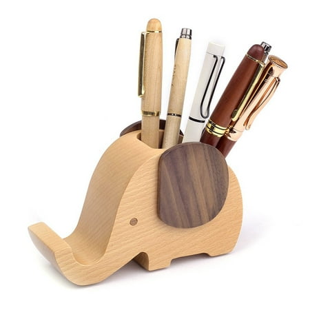 Cute Wooden Pencil Holder, Wooden Elephant Pen Holder