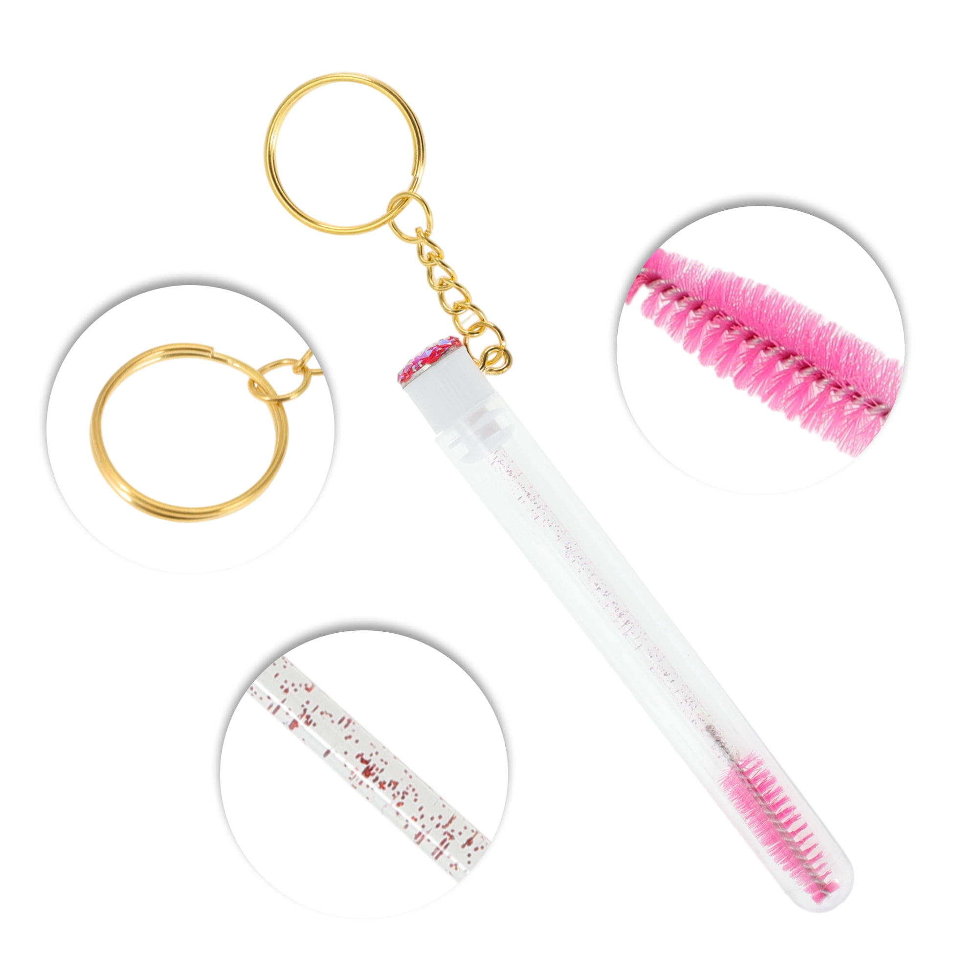 Unique Bargains 1 Pc Durable Eyelash Brush in Tube Design with Gold-Tone Buckle Rose Red