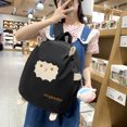 thumbnail image 4 of Mochila de moda Mochila grande para estudiantes Mochila con colgante de animal lindo (Negro), 4 of 6