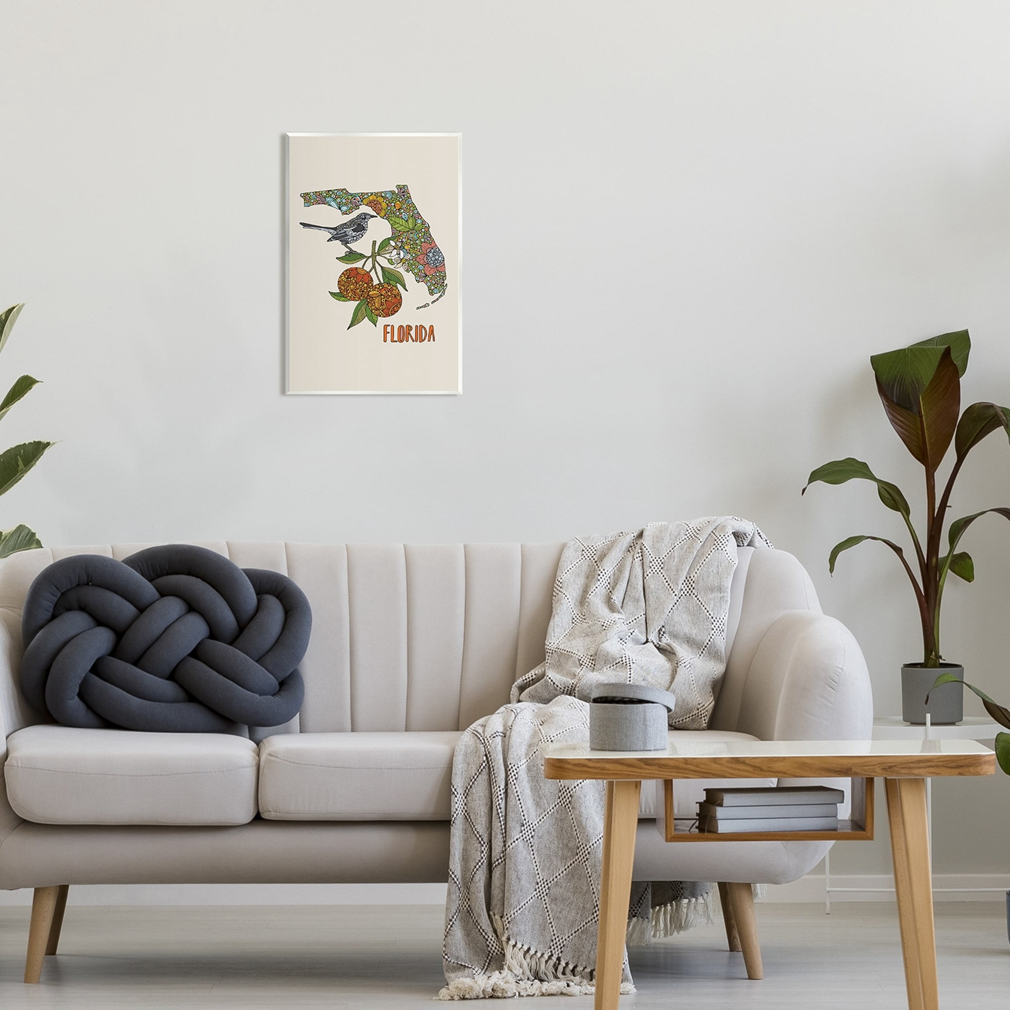 Stupell Industries Florida State Mockingbird Detailed Orange Blossom Pattern Graphic Art Unframed Art Print Wall Art, Design by Valentina Harper