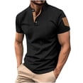 thumbnail image 2 of pstuiky camisetas para hombre, Blusa informal de color liso con botones y bolsillos, manga corta y cuello alto para hombre ropa de hombre xl, 2 of 9