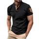 thumbnail image 1 of Mens Manga Corta Botón Abajo Camisas con Bolsillo, Color Sólido Botón de Cuello de Pie Blusa para el Ocio Y Casual, 1 of 9
