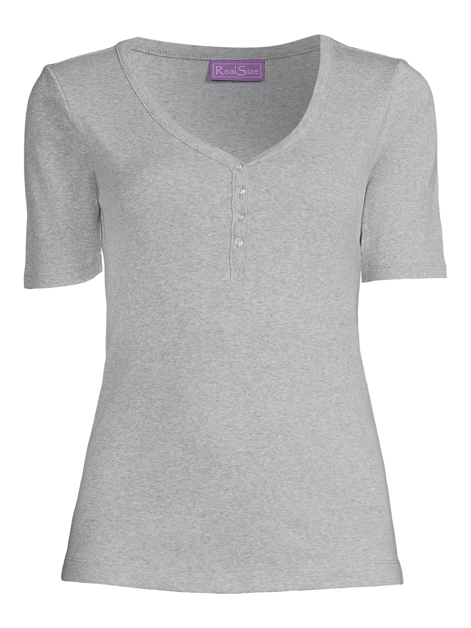 RealSize Women's Ribbed Henley Shirt, Sizes XS-3XL