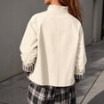 thumbnail image 4 of Sorvello Womens Ruffle Short Trench Coat Single Breasted Cropped Jackets,Stand Collar Button Down Fall Jackets Beige 2XL, 4 of 6