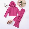 thumbnail image 5 of FYDUU Girls Fall Winter Outfits Girls Outfits 2 Piece Set Soft Knit Hoodie And Pants Casual Fall Spring Toddler Kids Clothes Ribbed Texture Wear 6-7 Years, 5 of 9