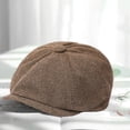 thumbnail image 4 of Tnobhg Men Autumn Winter Classic Herringbone Pattern Octagonal Hat Extended Brim Beret Hat Newspaper Painter Hat Fashion Accessories, 4 of 8