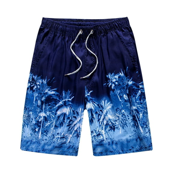 Elvqul Shorts for Men Blue Printed Quick Drying Mens Shorts