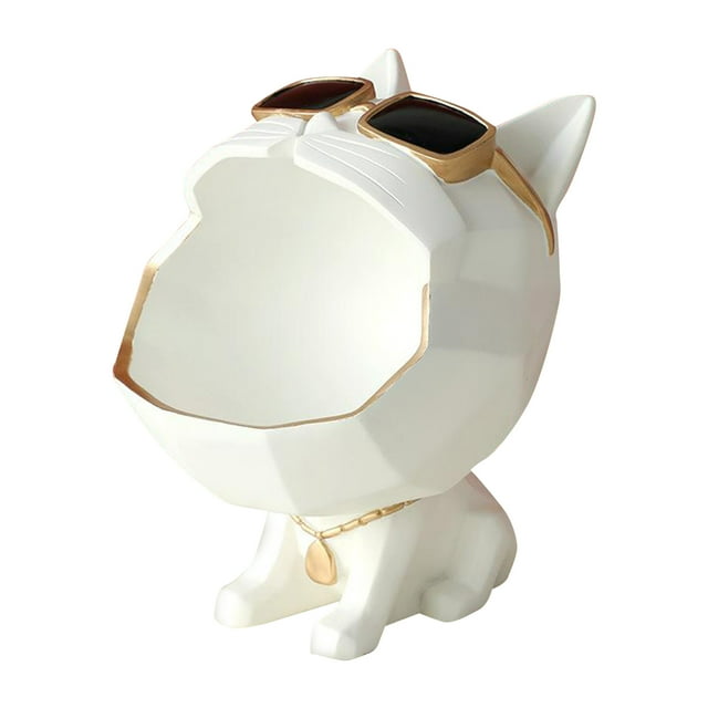 DOLITY Cat Storage Tray Creative Sculpture Artware Statue Decor Centerpiece White