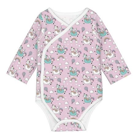 

Zeuib Llama Unicorn and Rainbow Unisex-baby Long Sleeve Bodysuit 100% Organic Cotton-6 Months