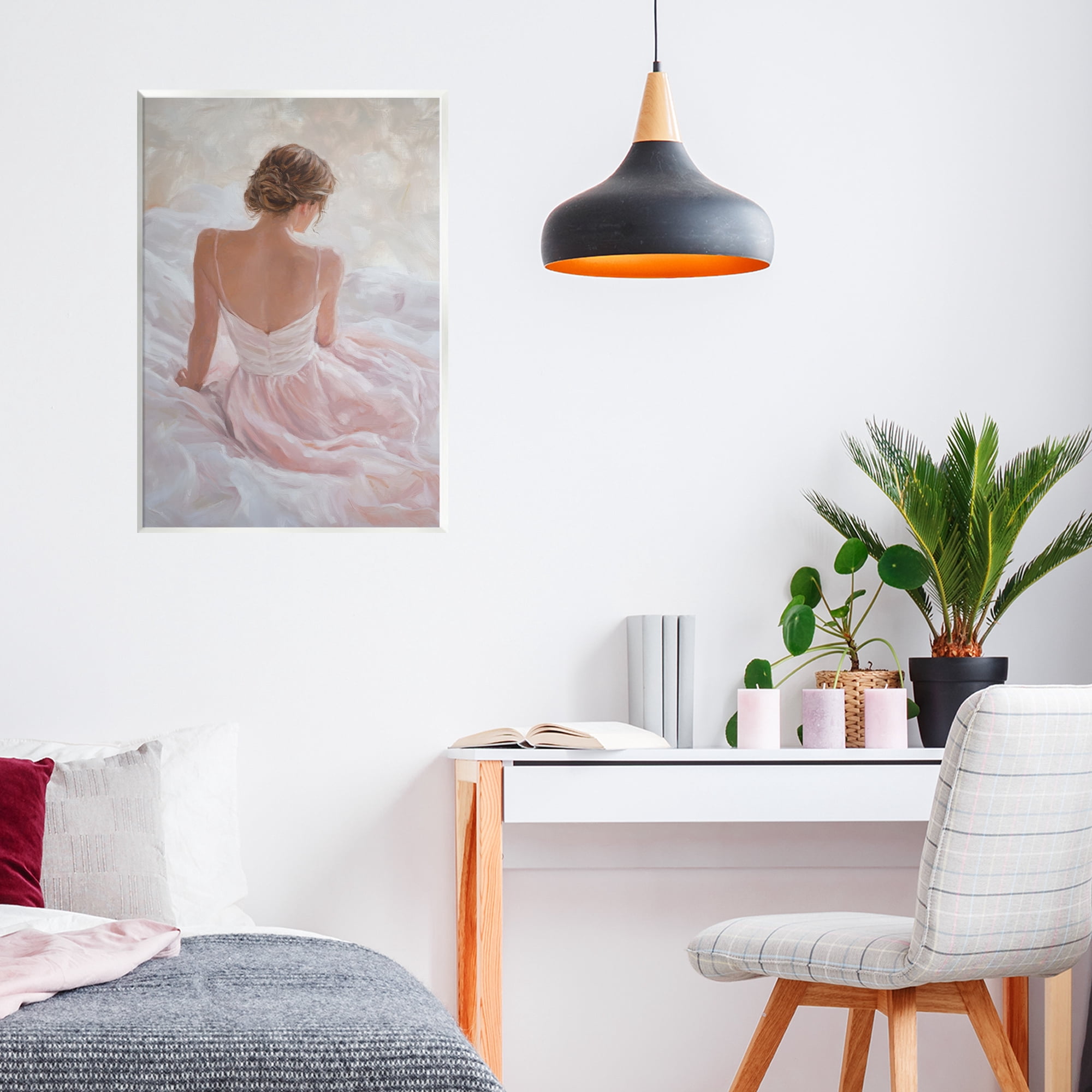 Stupell Industries Quiet Reflection in Pastel Pink Wall Plaque Art, design by Petal Prints Design