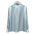 thumbnail image 5 of Women's Tops Dressy 2026 Solid Color Satin Tops Lapel Shirts Long Sleeve Teacher Office Business Outfits Blouse, 5 of 6