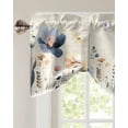 thumbnail image 3 of Tie Up Valance Curtain for Kitchen,Watercolor Blue Floral Dragonfly on Retro Rod Pocket Short Curtains Adjustable Tie-Up Shade Valances,Farm Wildflowers Window Treatment for Bathroom Living Room, 3 of 8