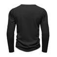 thumbnail image 6 of Men's 2 in 1 Waffle Henley Shirt Long Sleeve V Neck Solid Color Casual Streetwear Sports Fashion Undershirt Top Size 2XL Black, 6 of 7