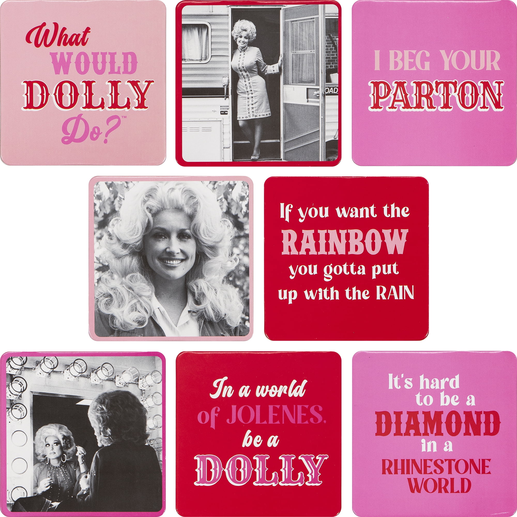 (2 pack) Dolly Parton Double Sided Multi-Color Coasters, 8 Count