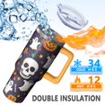 thumbnail image 3 of 40oz Halloween Tumbler with Straw and Lid Witch Skeleton Travel Coffee Tumbler Cup with Handle for Trick or Treat Gifts, 3 of 5