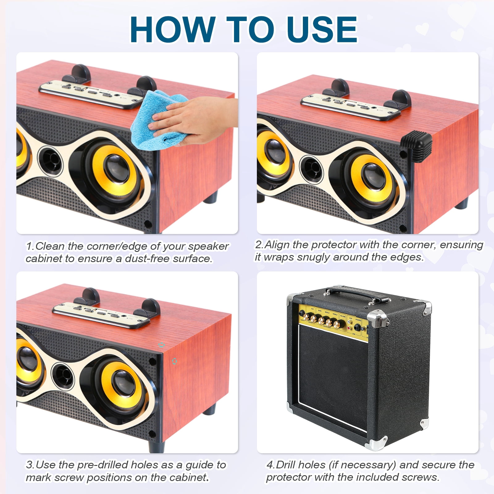 16 Pcs Speaker Cabinet Corners Protector 40x40x79mm Plastic Stackable Guard Wrap Angle Case Edge Box Protection